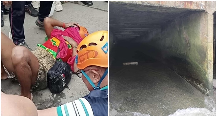 Woman trapped in drainage copy