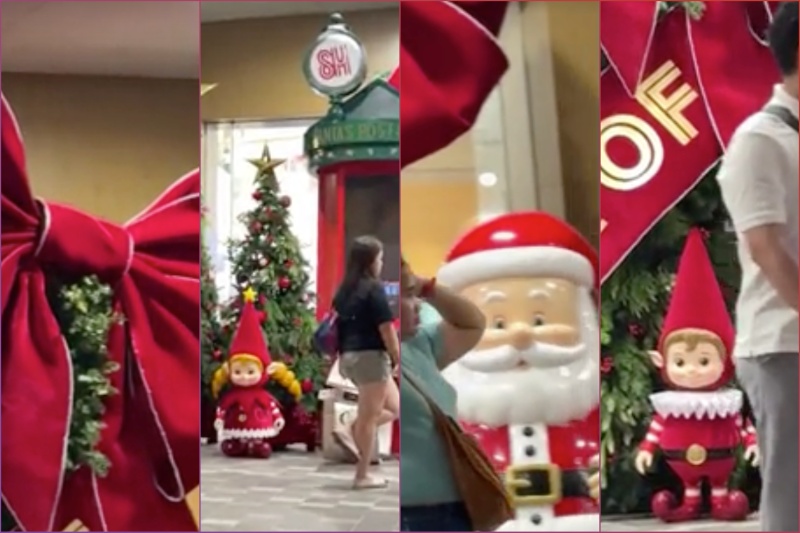 フィリピンのショッピングモールで夏にクリスマスデコレーション