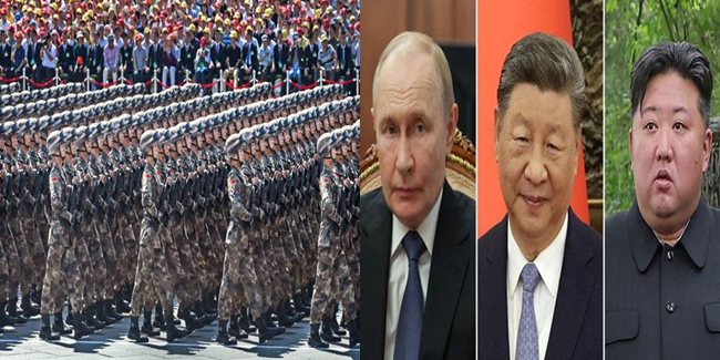 Vladimir putin xi jingpin kim jong un military parade