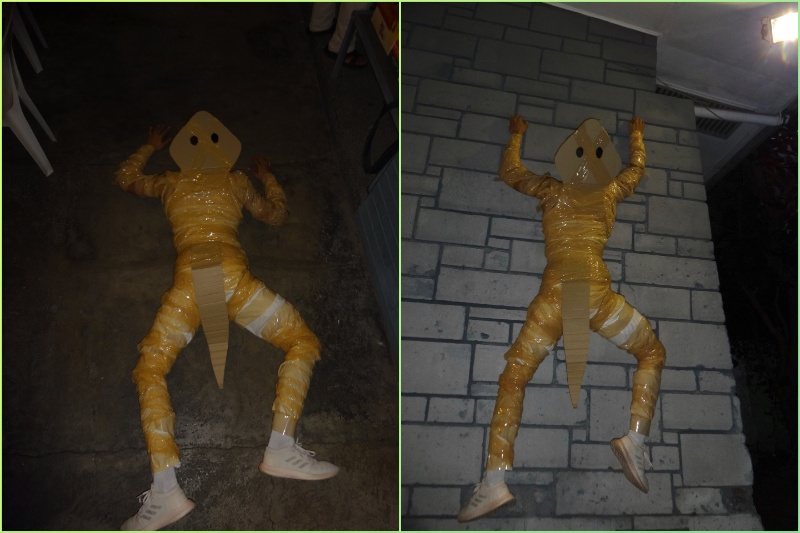 手作りトカゲ衣装で彼氏がハロウィン大爆笑