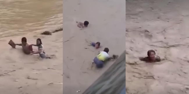 教師たちの勇気、台風で橋崩壊の危機を越える