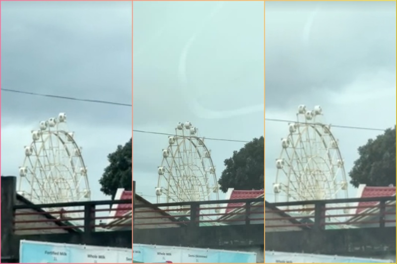 台風ウワンで観覧車が暴走！恐怖の瞬間