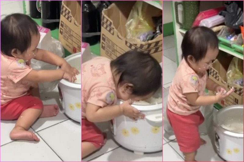 ‘Rice is life’: Toddler dives into rice cooker for snack in Malabon
