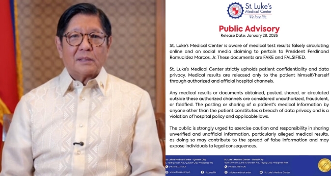 St. Luke’s Hospital Releases Statement on Alleged Marcos Jr. Medical Test Results