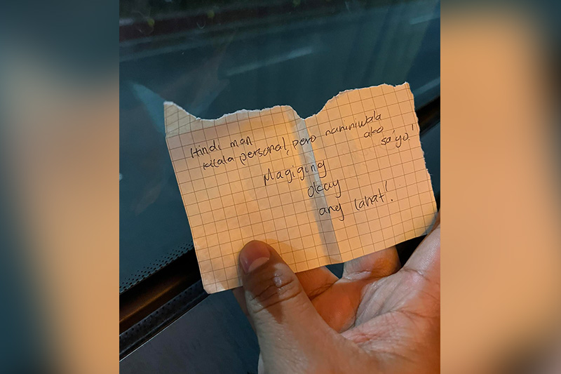 ‘Magiging okay ang lahat’: Stranger’s handwritten note comforts commuter on bus ride