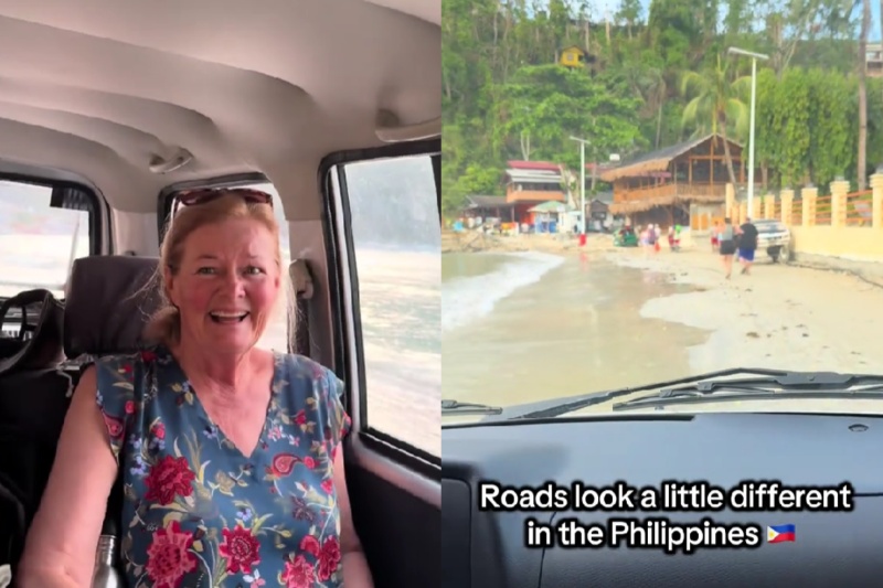 Aussie tourists shocked as taxi driver takes shortcut along beach in El Nido