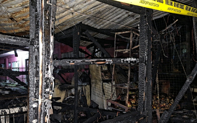 火災予防月間初日 カリボ市場で火災発生