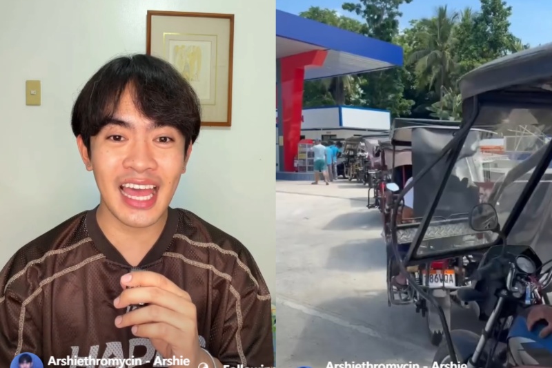 インフルエンサーの力、トライシクル運転手に燃料支援