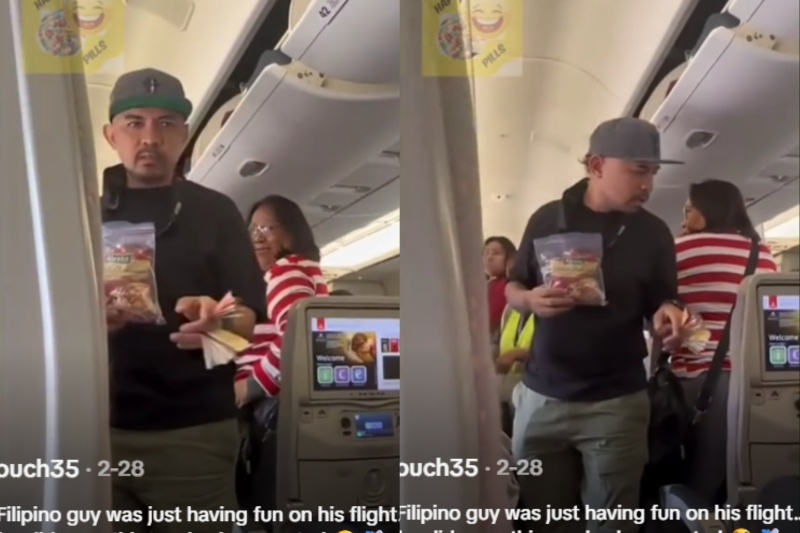 機内でピーナッツ売り真似るフィリピン人の笑い
