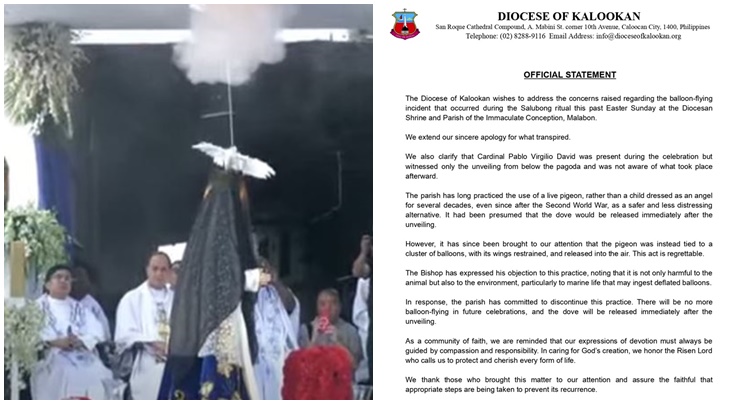 鳥を風船に結び謝罪 カルーカン教区
