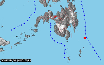 ダバオ東部沖でM6.6の地震発生