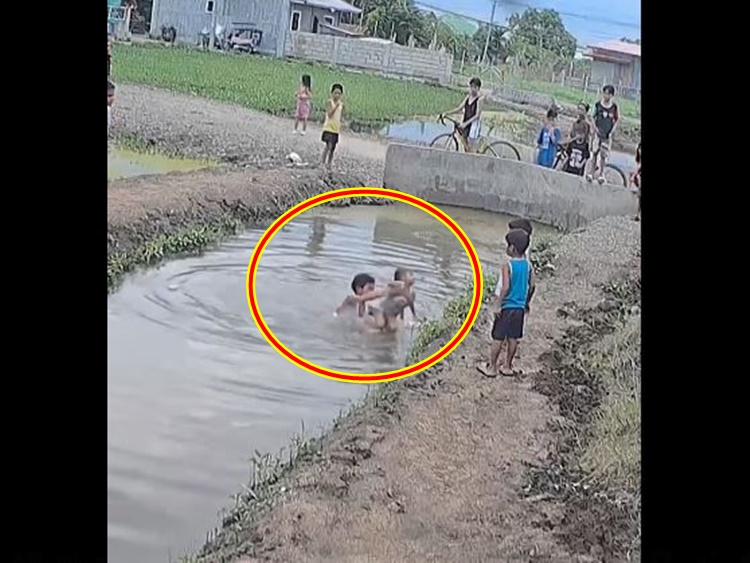 少年の勇気　少女を川から救出